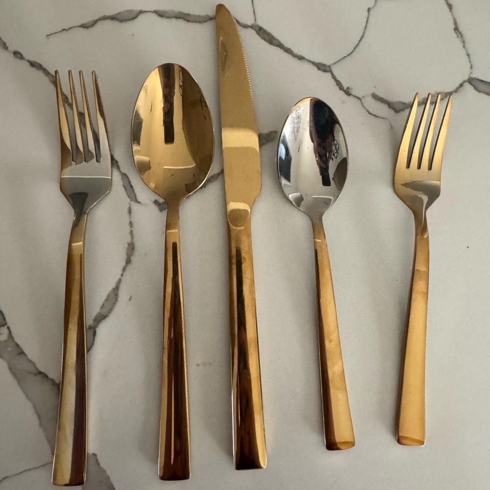 Gold Flatware Cutlery Set - 5-Piece Home Dining Collection